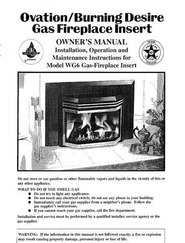 Whitfield Ovation  WG6 User's Manual - Gas_Ovation WG6