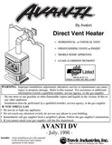 Avalon Avanti DV User Manual - Gas_AvantiDV