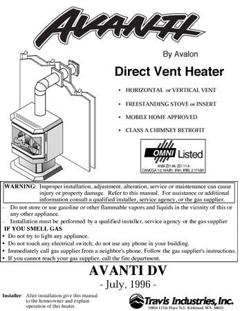 Avalon Avanti DV 32002-33399 User Manual - Gas_AvantiDV