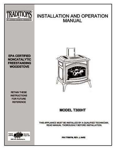 Earth Stove Traditions T300HT User Manual - Wood_Trad300ht
